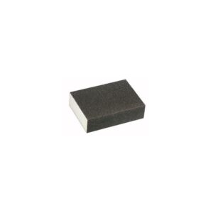 Esponja abrasiva rectangular de doble cara, ideal para lijado de superficies en madera, metal y paredes, proporcionando un acabado uniforme y preciso.