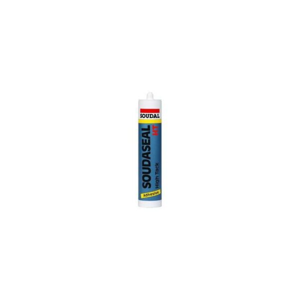 Cartucho de adhesivo de montaje Soudaseal HT High Tack de Soudal, diseñado para pegado de alta resistencia en construcción, carpintería y sellado de materiales diversos.